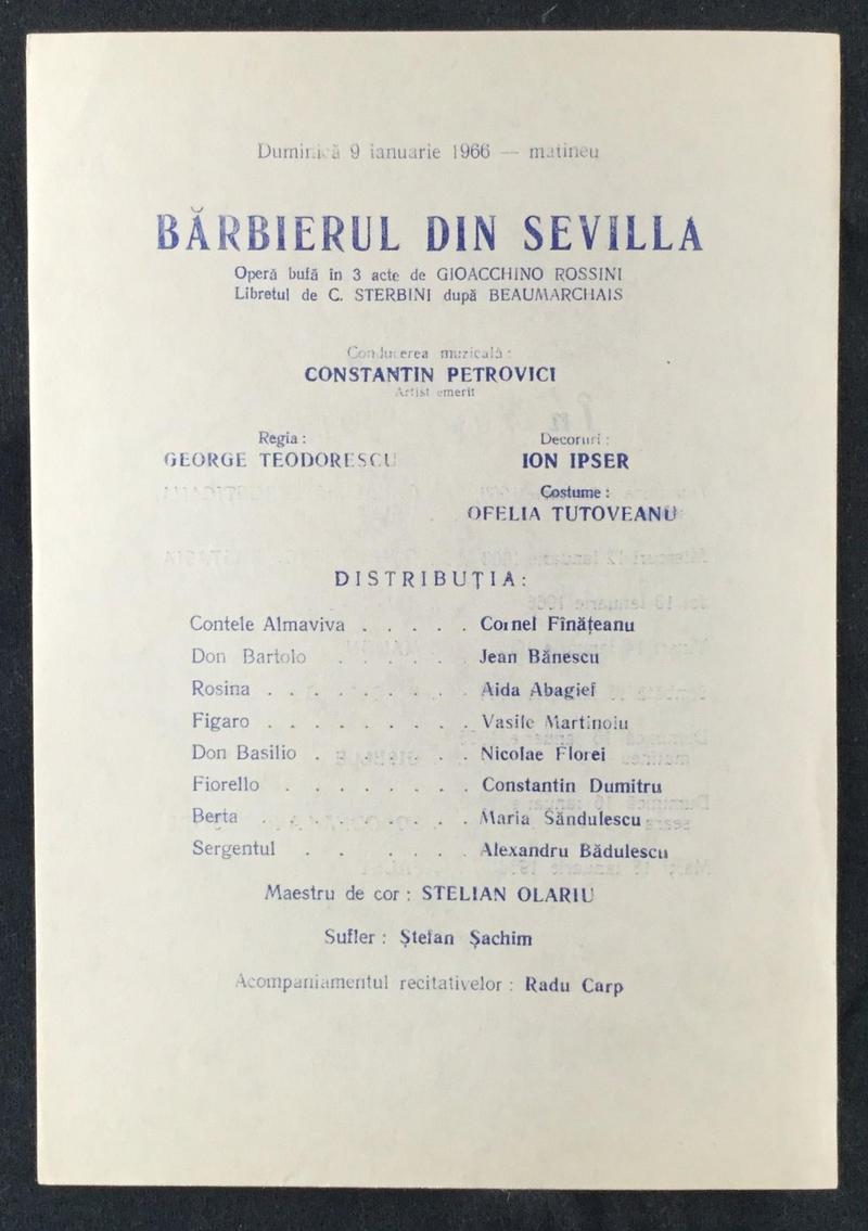 Figaro în Bărbierul din Sevilla, 9 ian. 1966 (imaginea 1 din 2)