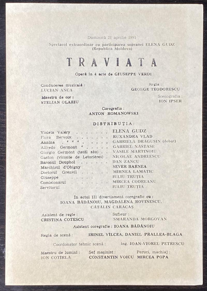 Giorgio Germont în Traviata, 21 apr. 1991