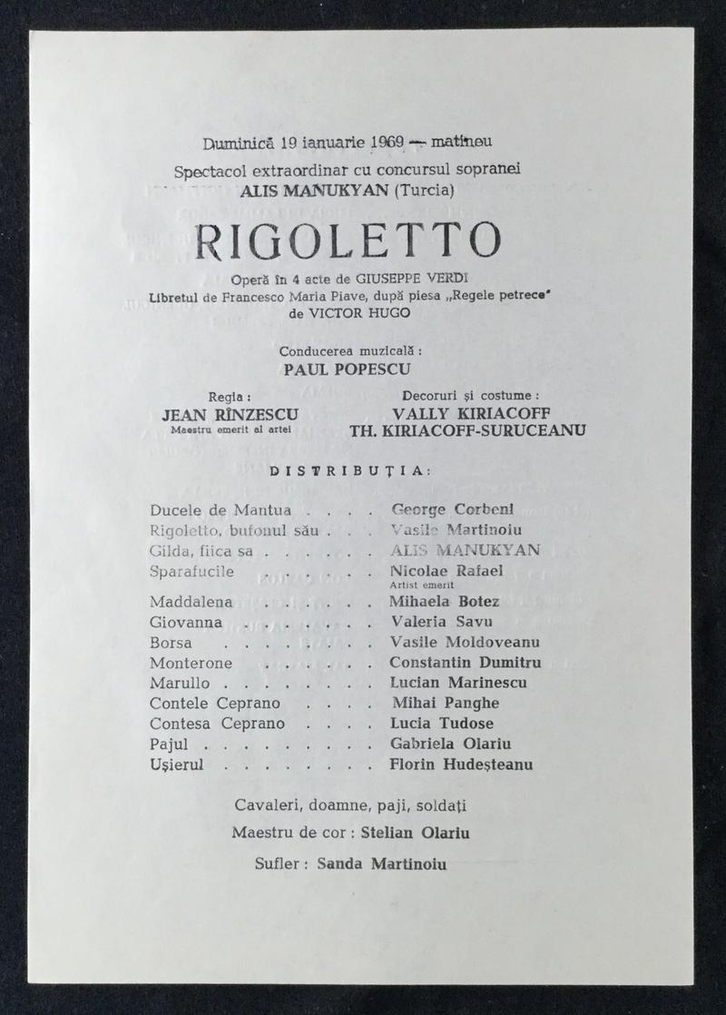 Rigoletto în Rigoletto, 19 ian. 1969 (imaginea 1 din 2)