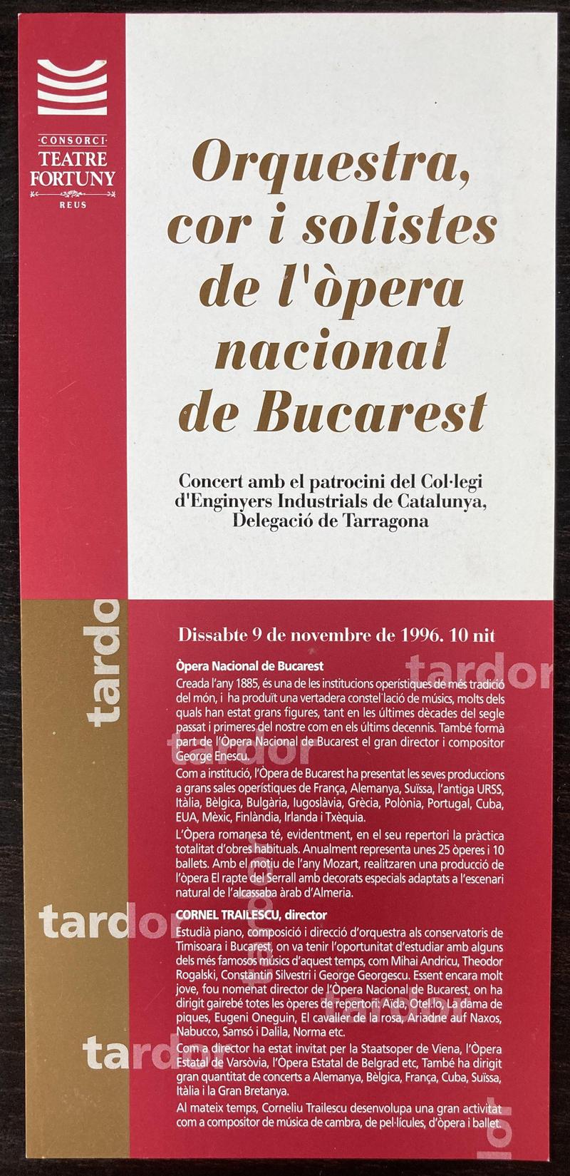 Concert cu Mariana Colpoș, Mesteș, Drăgușin, Cicoară, Agachi, Țibuleac, Pojar, Bratu, Ene, Barnea, Marinescu, Năstase, Zancu, Hărășteanu, 9 nov. 1996 (imaginea 2 din 2)