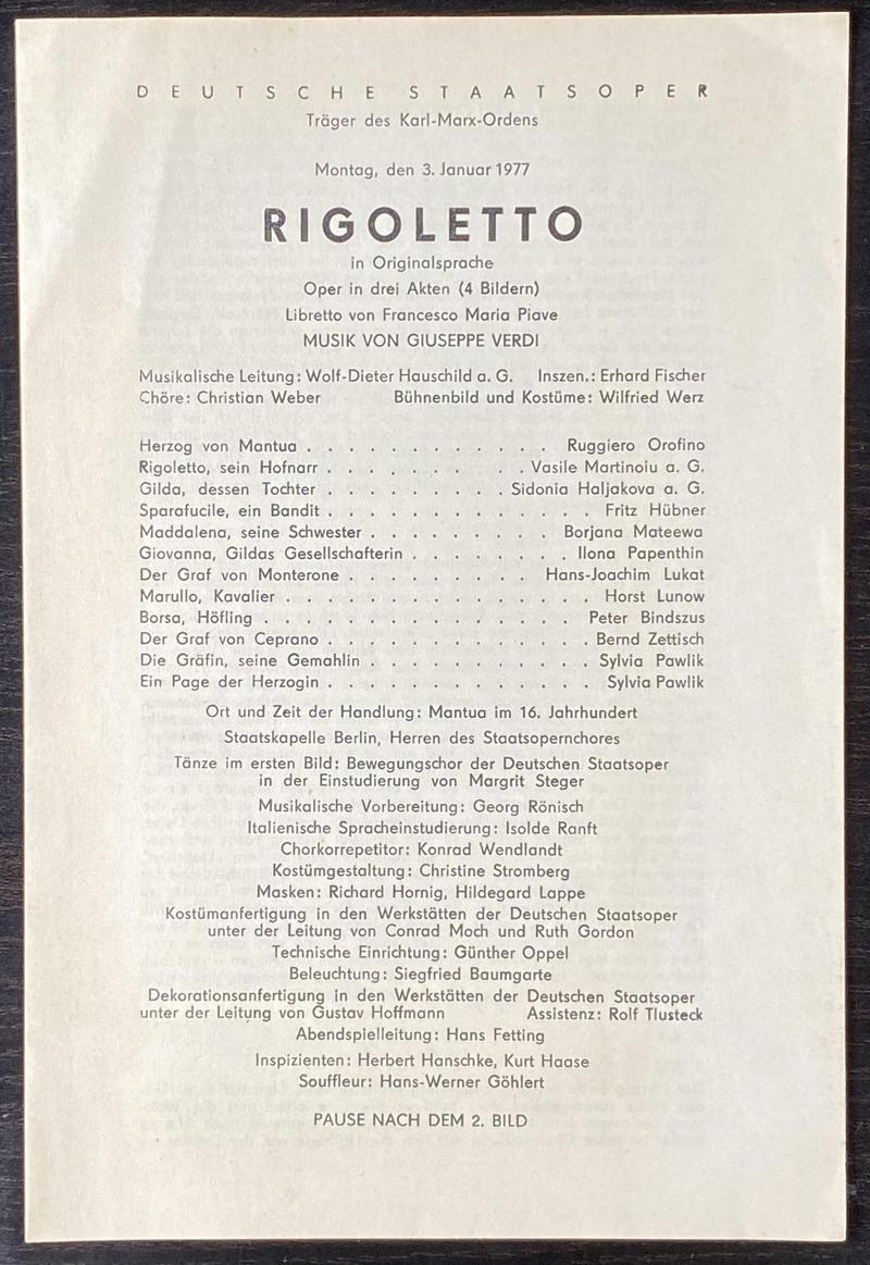 Rigoletto în Rigoletto, 3 ian. 1977