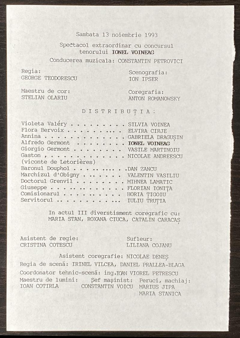 Giorgio Germont în Traviata, 13 nov. 1993