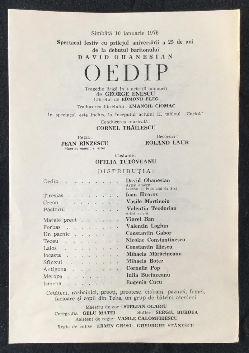 Creon în Oedip, 10 ian. 1976 (imaginea 1 din 2)