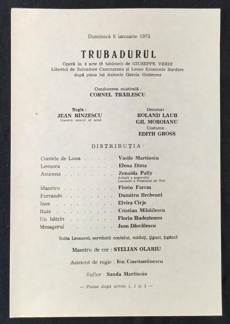 Contele de Luna în Trubadurul, 5 ian. 1975