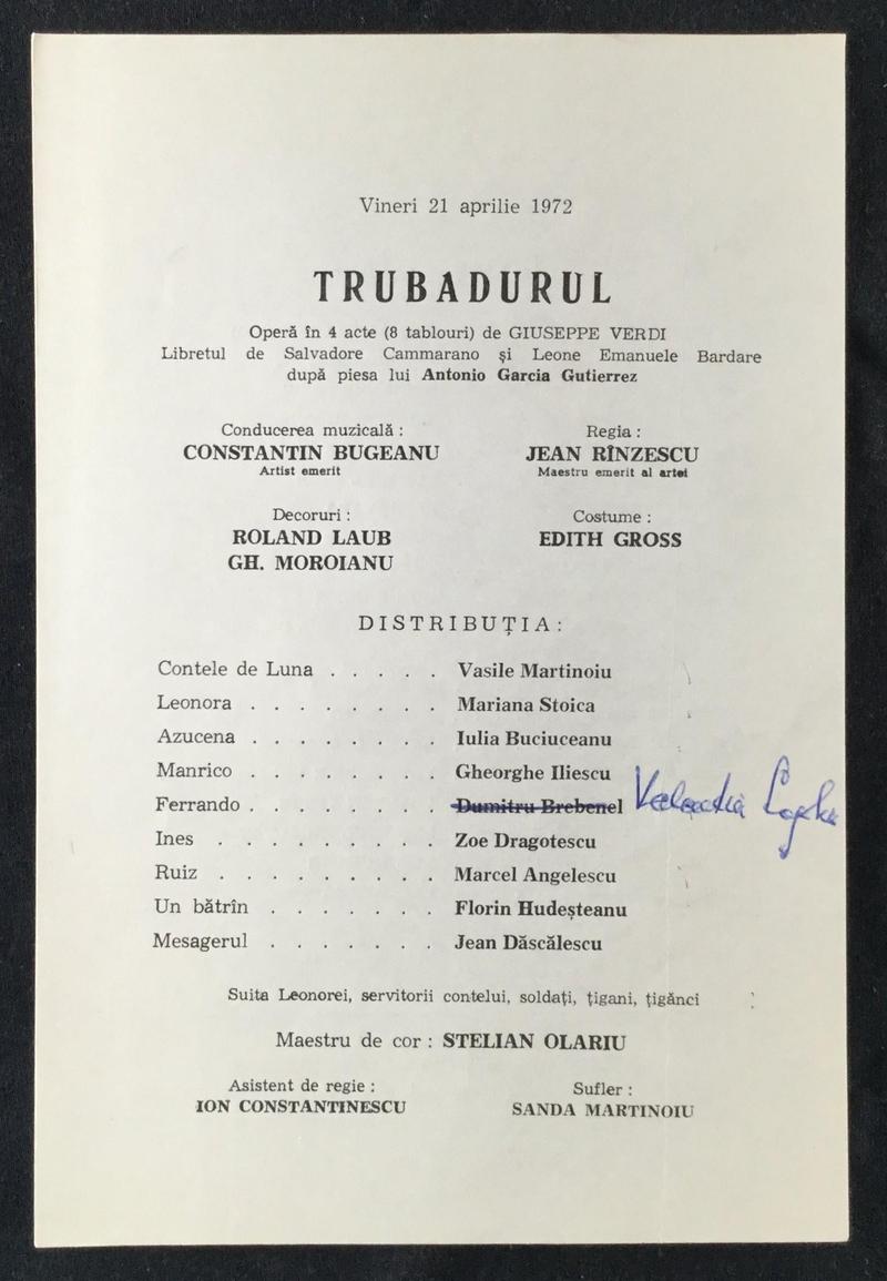 Contele de Luna în Trubadurul, 21 apr. 1972