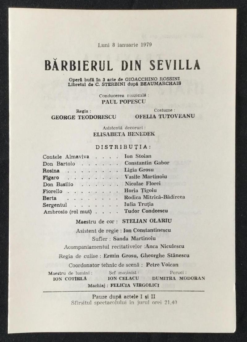 Figaro în Bărbierul din Sevilla, 8 ian. 1979 (imaginea 1 din 2)