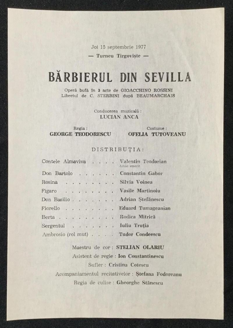 Figaro în Bărbierul din Sevilla, 15 sept. 1977