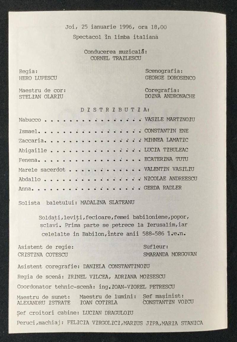Nabucco în Nabucco, 25 ian. 1996 (imaginea 1 din 3)