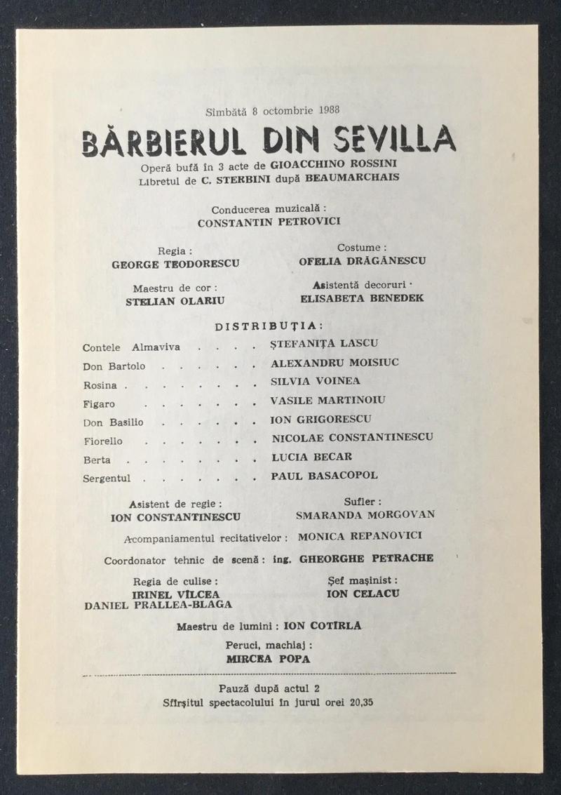 Figaro în Bărbierul din Sevilla, 8 oct. 1988