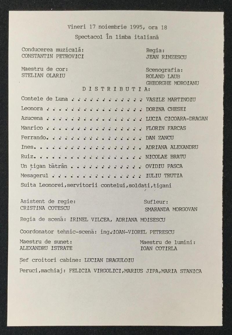 Contele de Luna în Trubadurul, 17 nov. 1995 (imaginea 1 din 2)