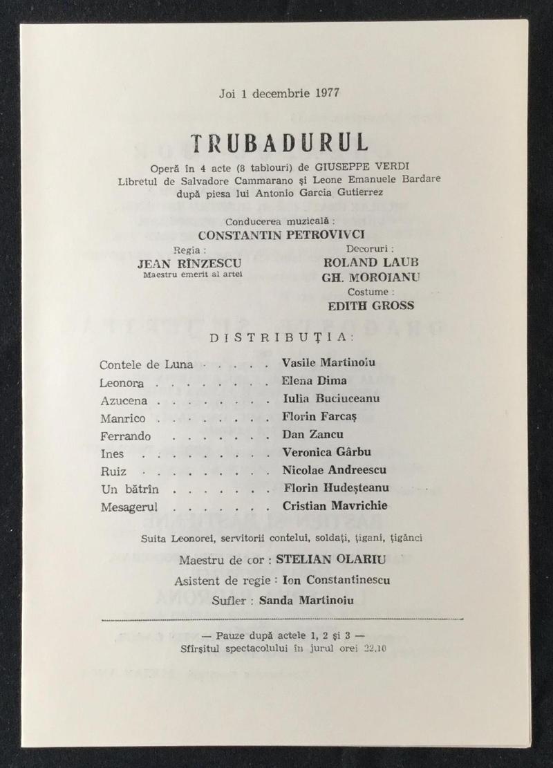 Contele de Luna în Trubadurul, 1 dec. 1977 (imaginea 1 din 2)