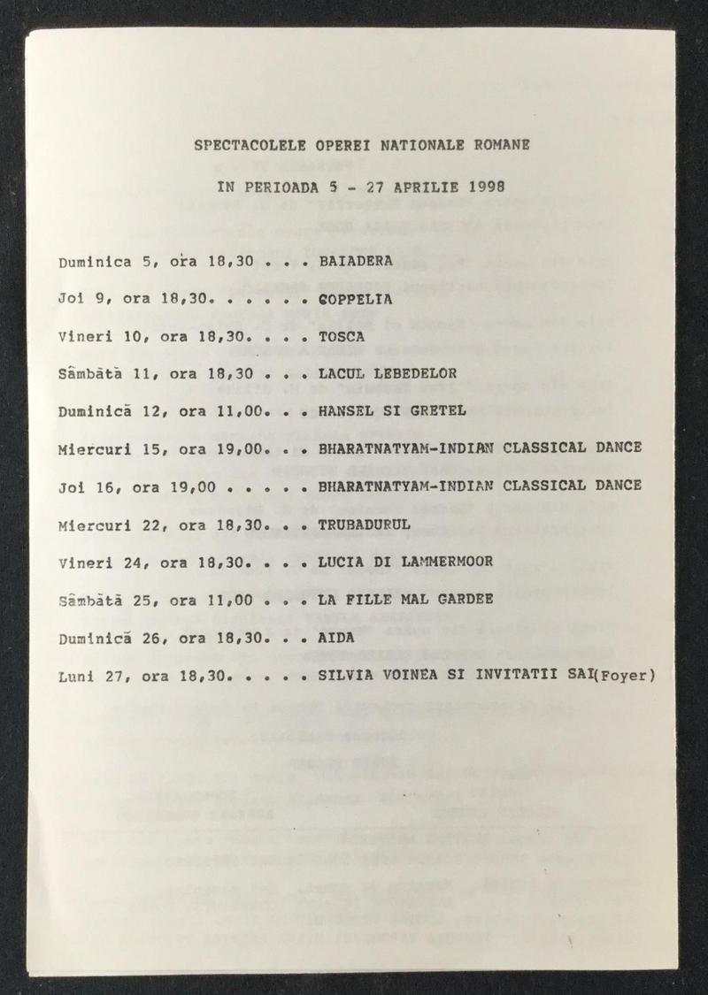 Concert cu orchestra - au cântat I: Basalic, Busă, Cățe, Stanciu, Barnea, Ghioaldă, Eremia, Țibuleac, II: Bușă, Basalic, Agachi, Dumitrescu, Stanciu, Ghioaldă Tonca, dirijor Iurie Florea, 4 apr. 1998 (imaginea 3 din 3)