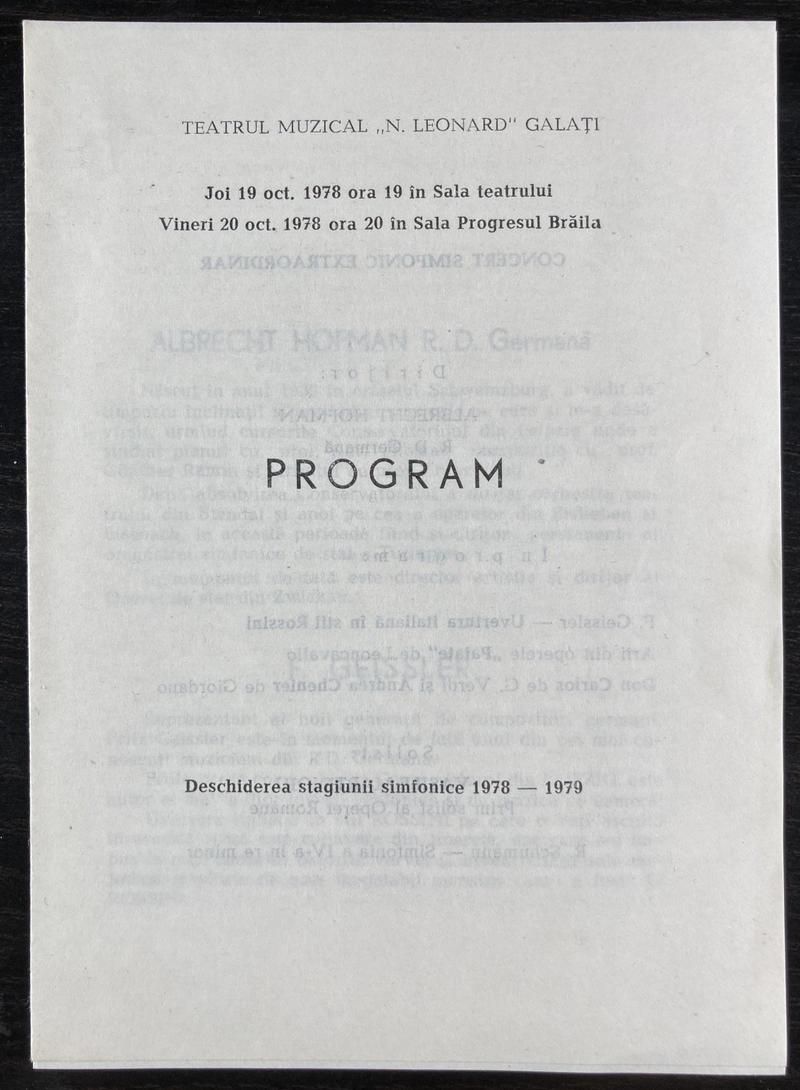 Concert simfonic la Brăila, 20 oct. 1978 (imaginea 2 din 2)