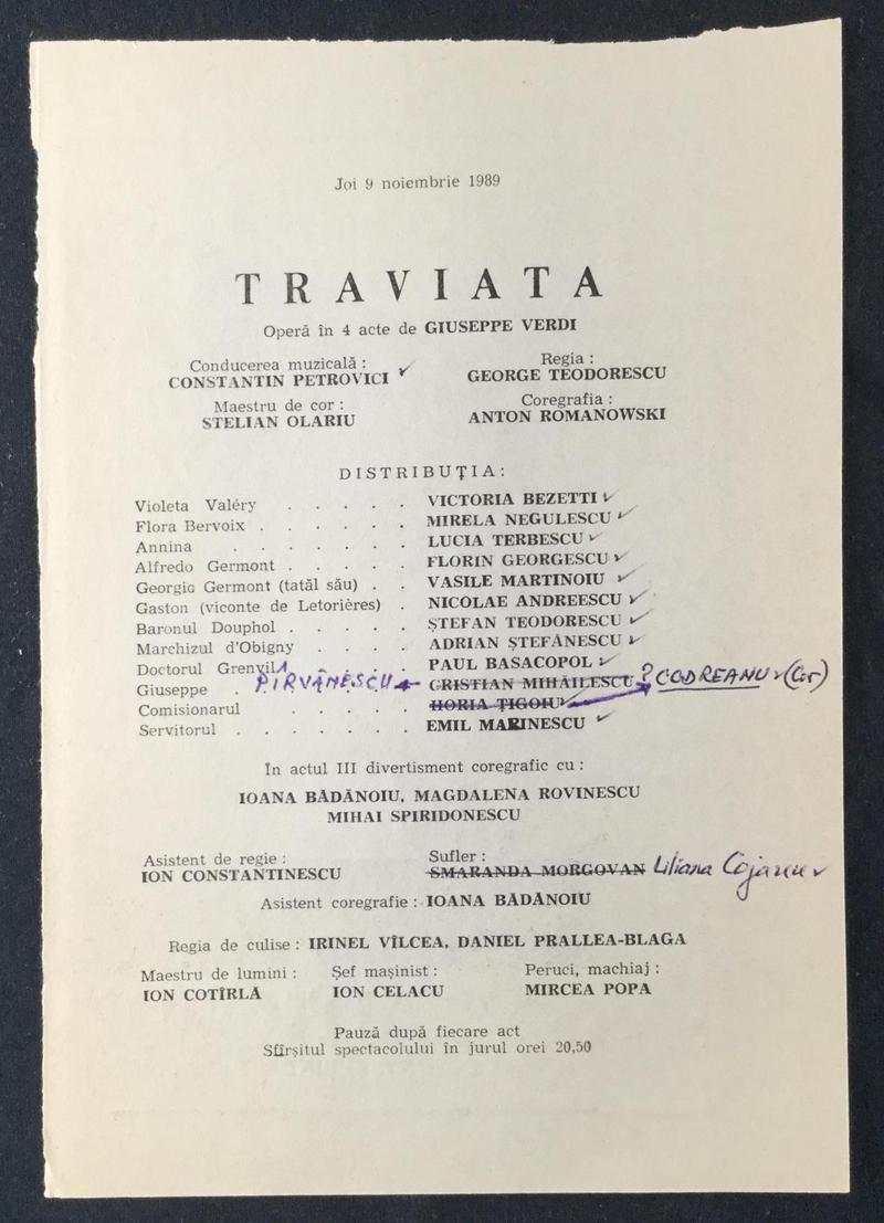 Giorgio Germont în Traviata, 9 nov. 1989