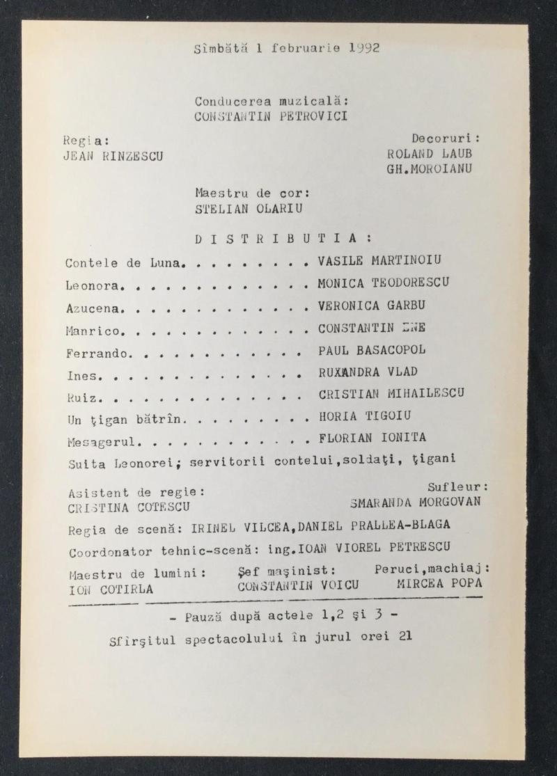 Contele de Luna în Trubadurul, 1 feb. 1992 (imaginea 1 din 2)