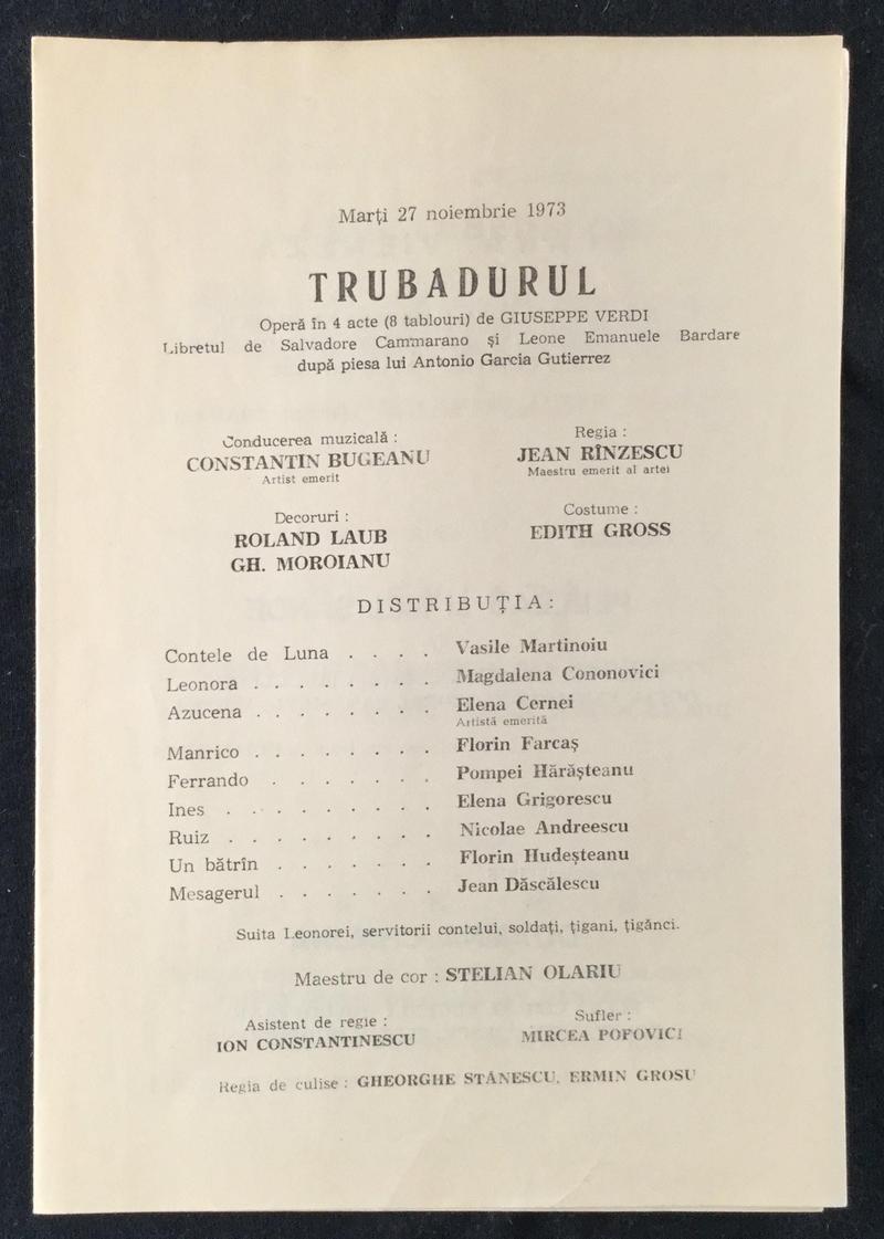 Contele de Luna în Trubadurul, 27 nov. 1973 (imaginea 1 din 2)