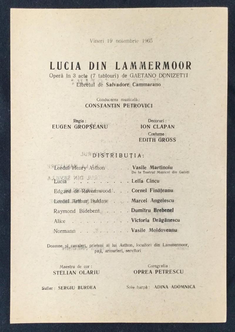 Lord Enrico Ashton în Lucia di Lammermoor, 20 nov. 1965 (imaginea 1 din 2)