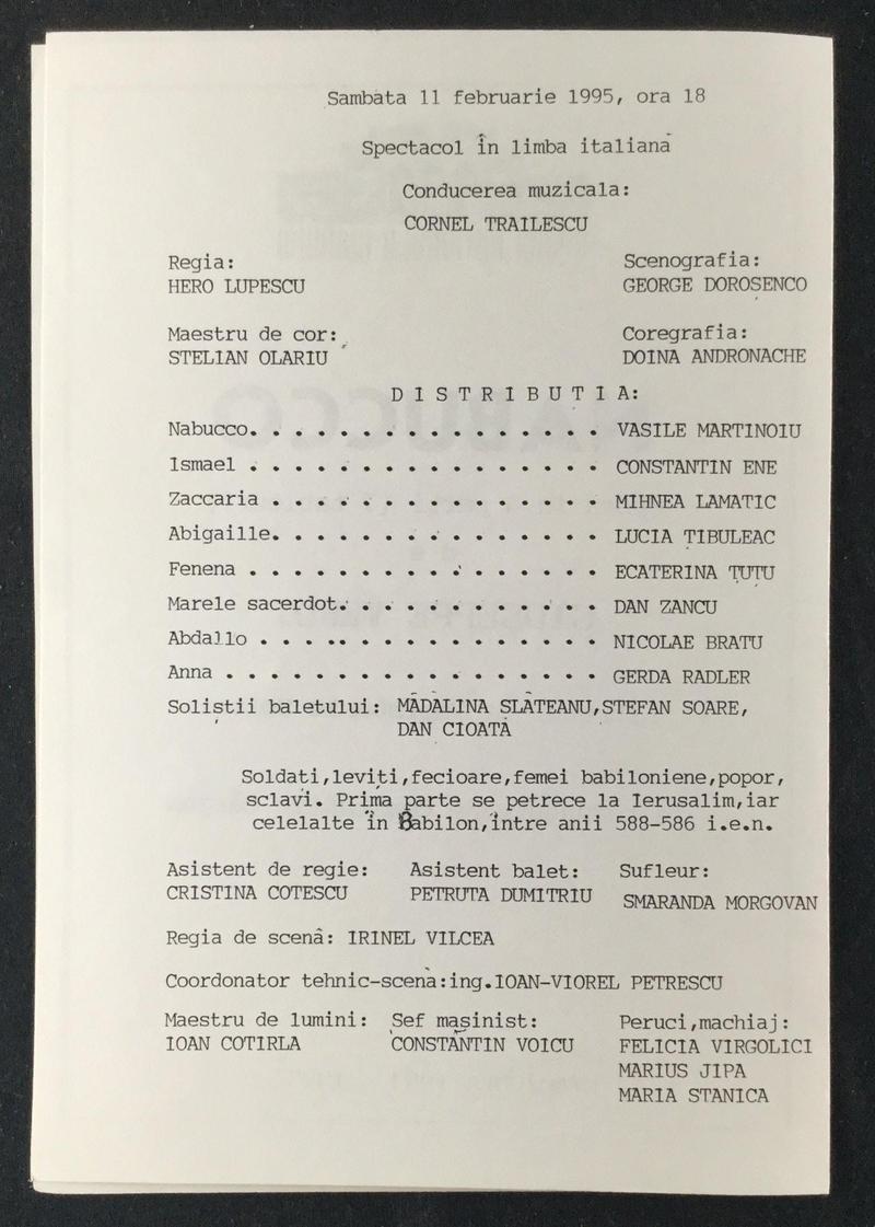 Nabucco în Nabucco, 11 feb. 1995 (imaginea 1 din 3)