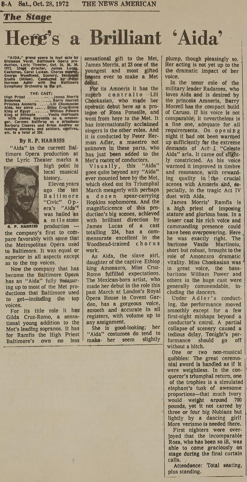 Amonastro în Aida, 26 oct. 1972