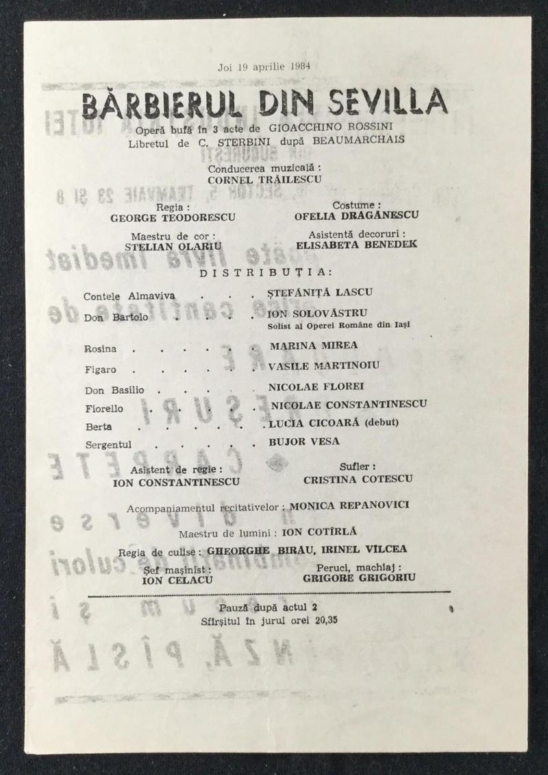 Figaro în Bărbierul din Sevilla, 19 apr. 1984
