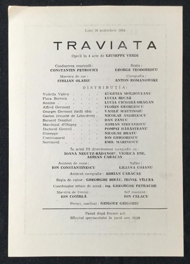 Giorgio Germont în Traviata, 26 nov. 1984