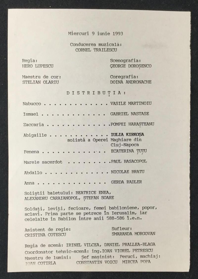 Nabucco în Nabucco, 9 iun. 1993 (imaginea 1 din 2)