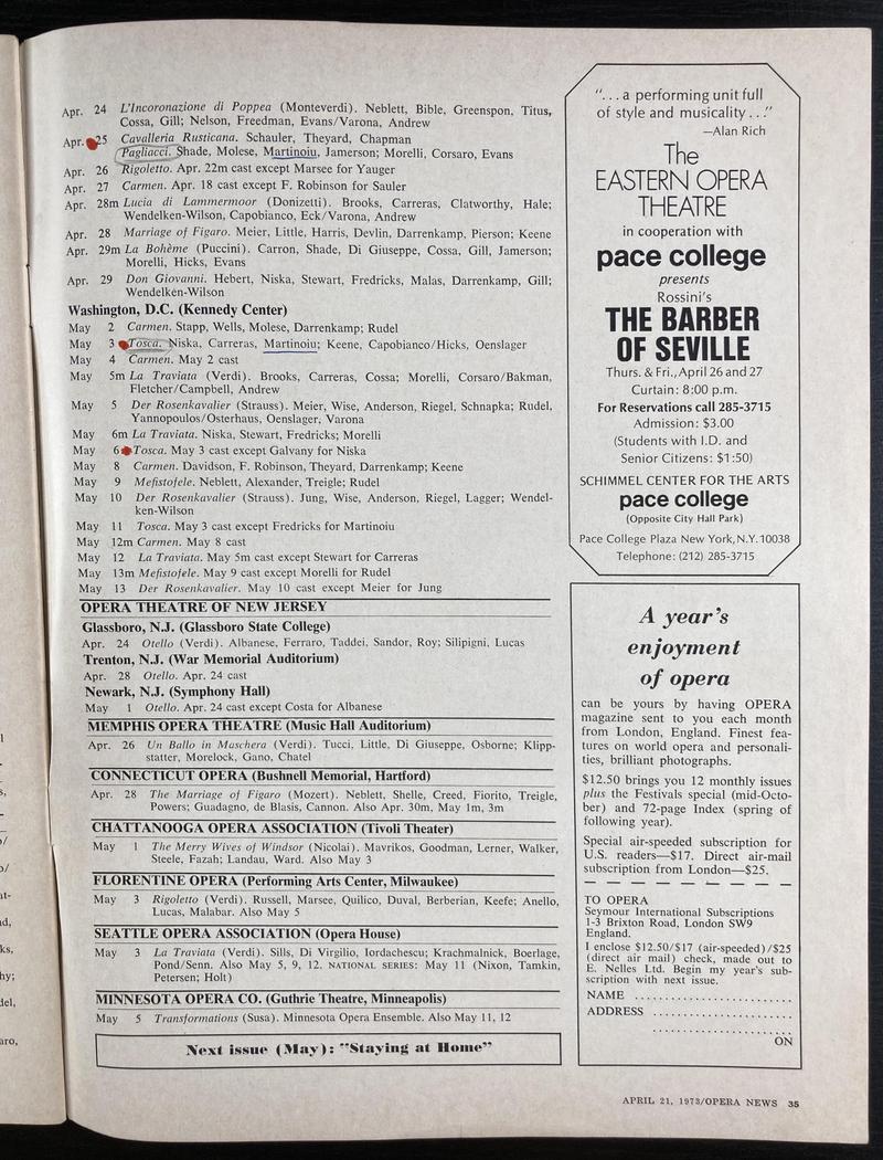 Scarpia în Tosca, 3 mai 1973 (imaginea 2 din 2)