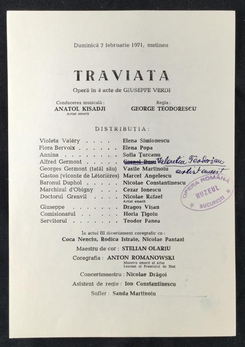 Giorgio Germont în Traviata, 7 feb. 1971
