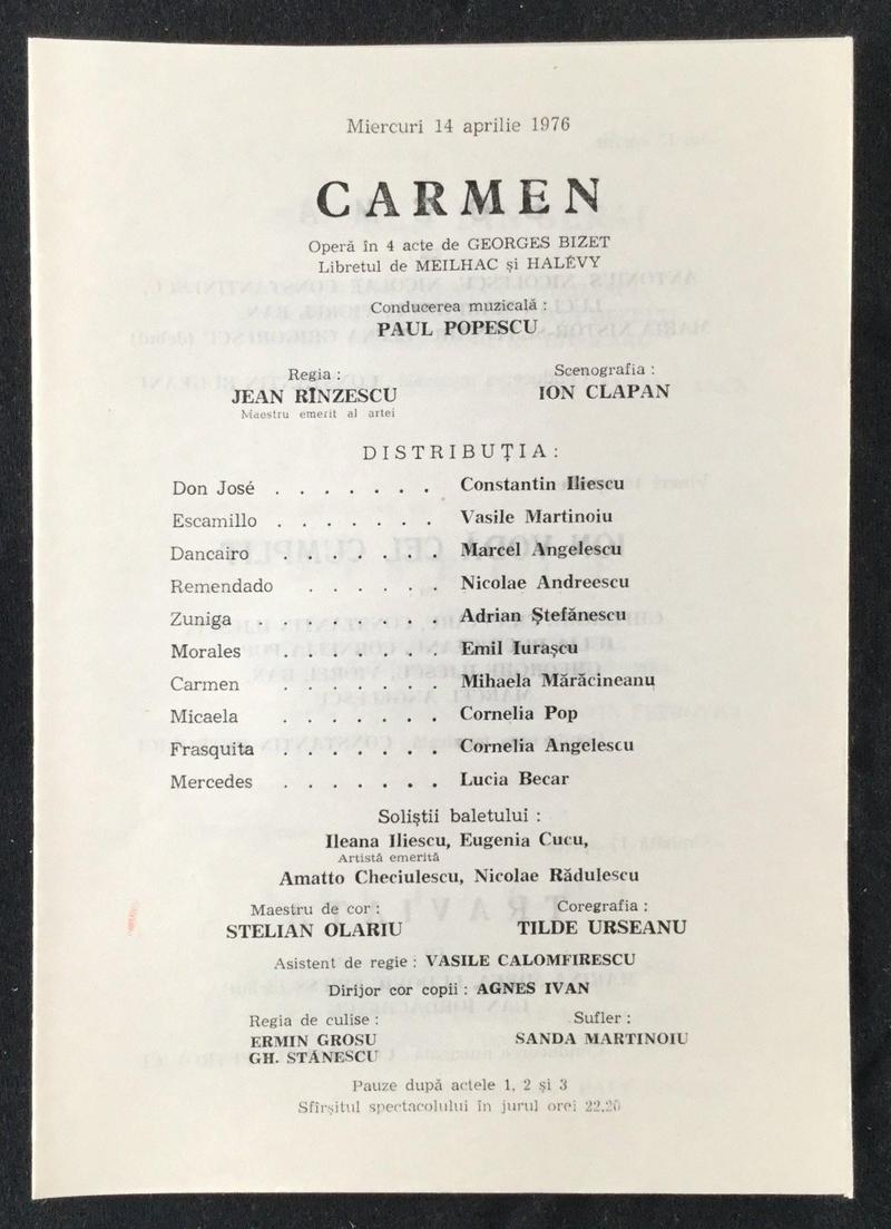 Escamilio în Carmen, 14 apr. 1976 (imaginea 1 din 2)