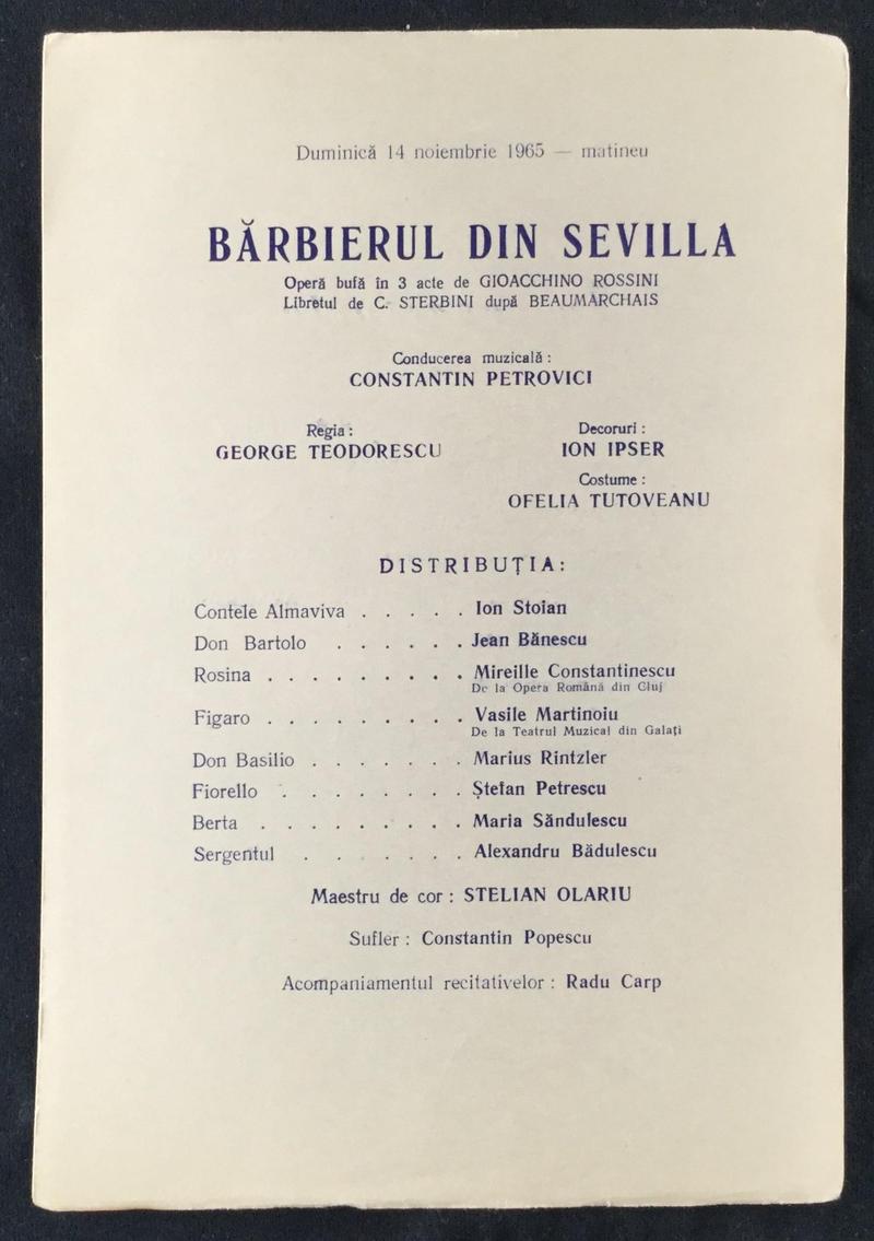 Figaro în Bărbierul din Sevilla, 14 nov. 1965 (imaginea 1 din 2)