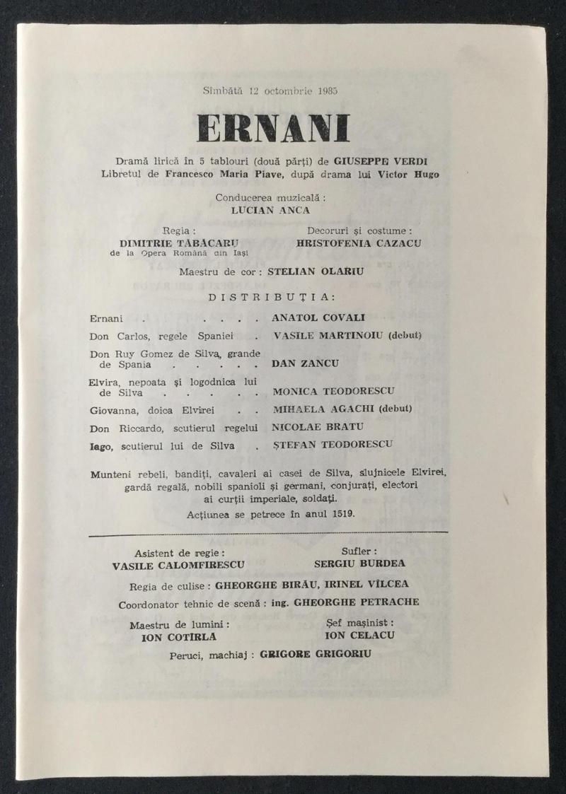 Don Carlo în Ernani, 12 oct. 1985 (imaginea 1 din 2)
