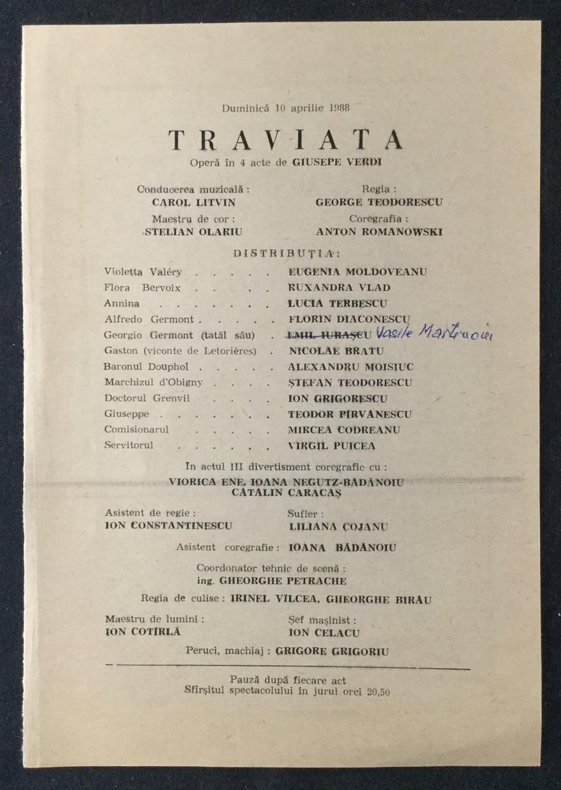 Giorgio Germont în Traviata, 10 apr. 1988
