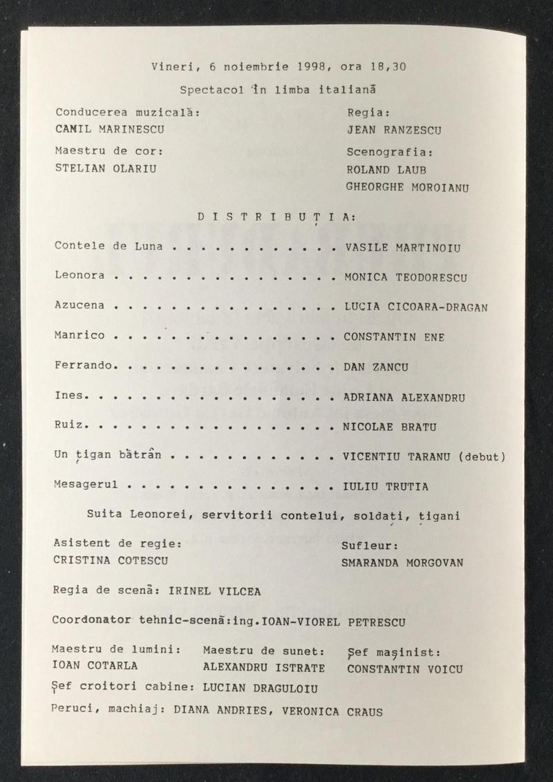 Contele de Luna în Trubadurul, 6 nov. 1998 (imaginea 1 din 2)