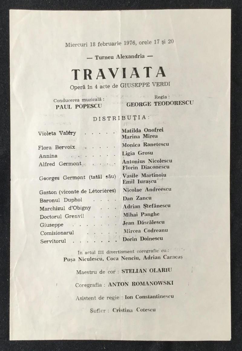 Giorgio Germont în Traviata, 18 feb. 1976