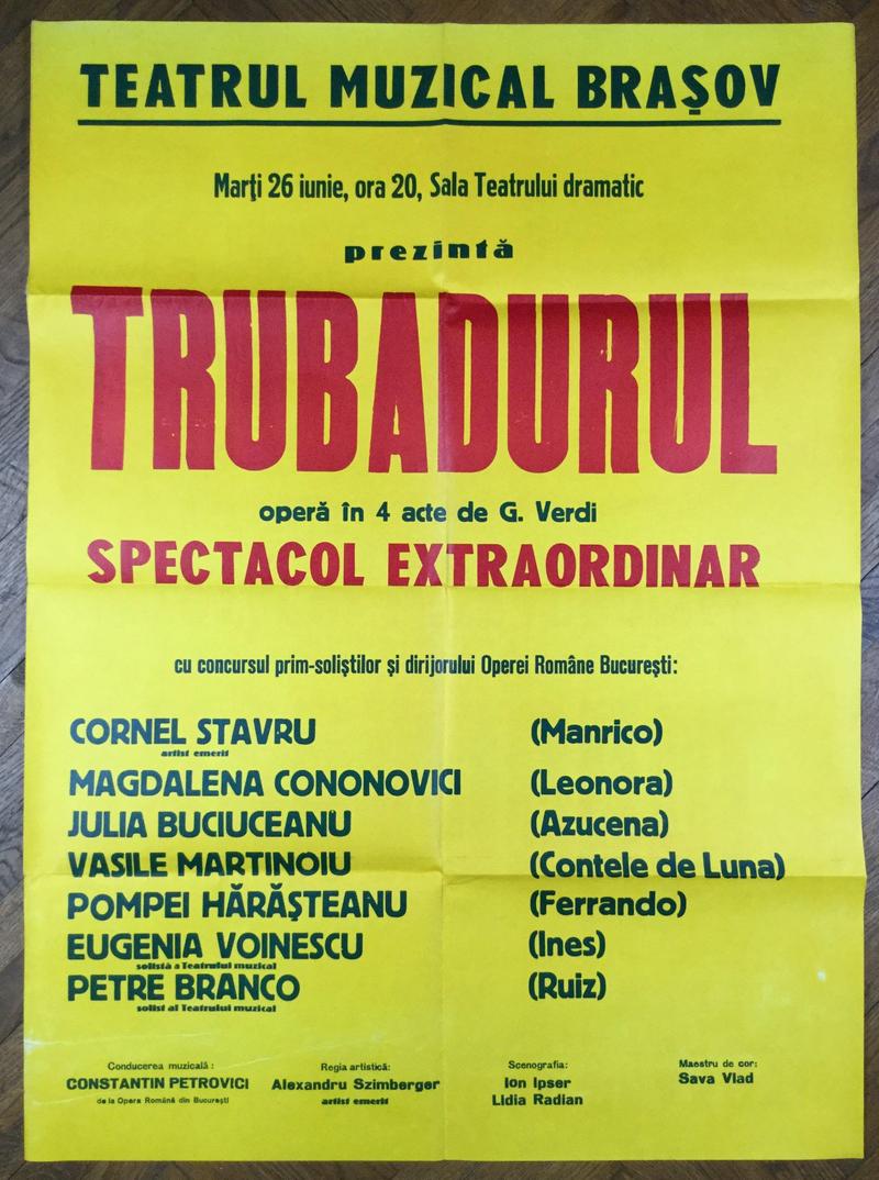 Contele de Luna în Trubadurul, 26 iun. 1973