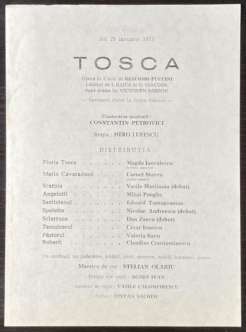 Scarpia în Tosca, 25 ian. 1973 (imaginea 1 din 2)