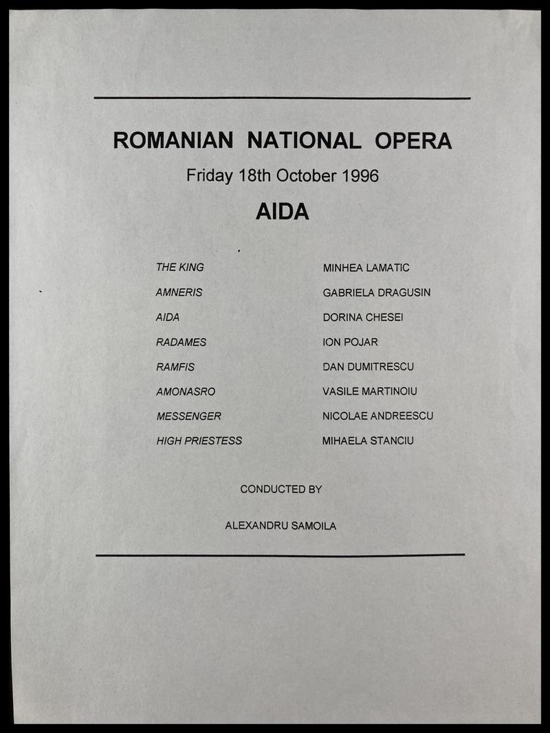 Amonastro în Aida, 18 oct. 1996