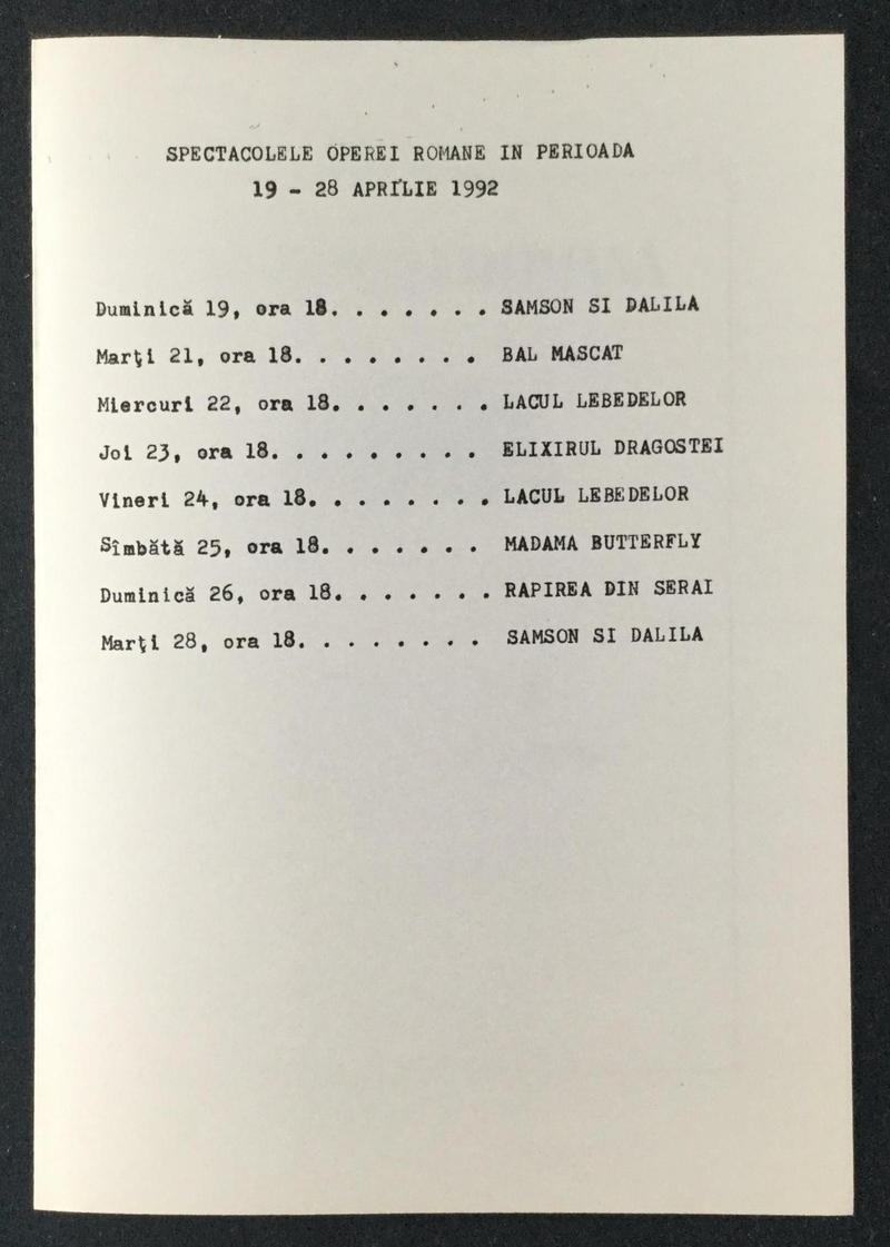 Scarpia în Tosca, 18 apr. 1992 (imaginea 3 din 3)