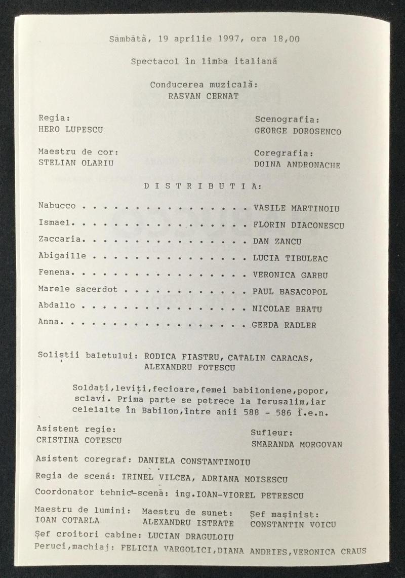 Nabucco în Nabucco, 19 apr. 1997 (imaginea 1 din 3)