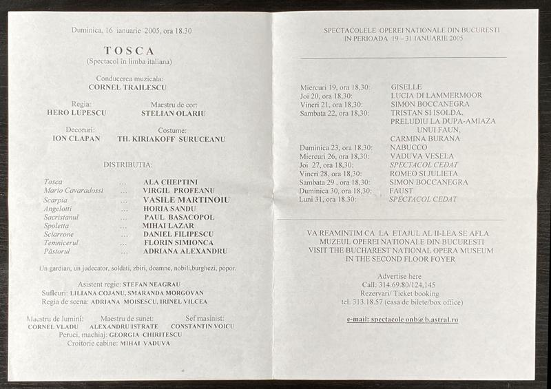 Scarpia în Tosca, 16 ian. 2005