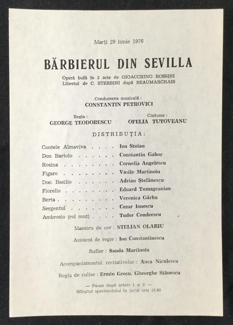 Figaro în Bărbierul din Sevilla, 29 iun. 1976