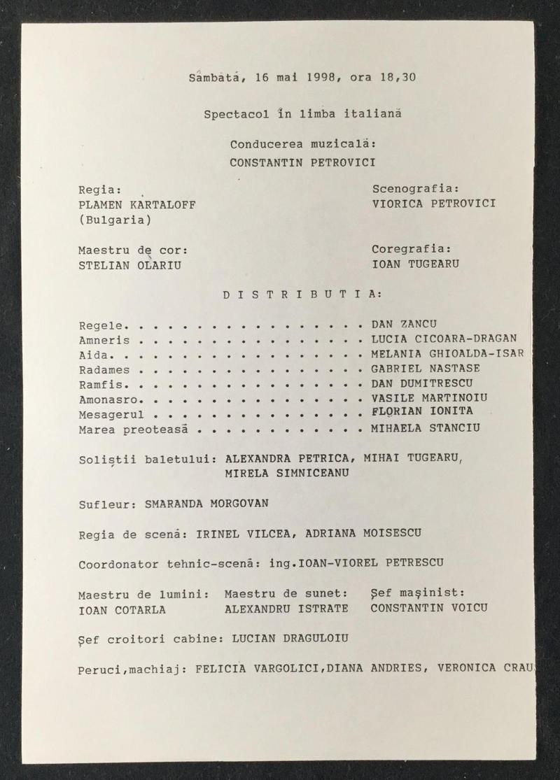Amonastro în Aida, 16 mai 1998 (imaginea 1 din 2)