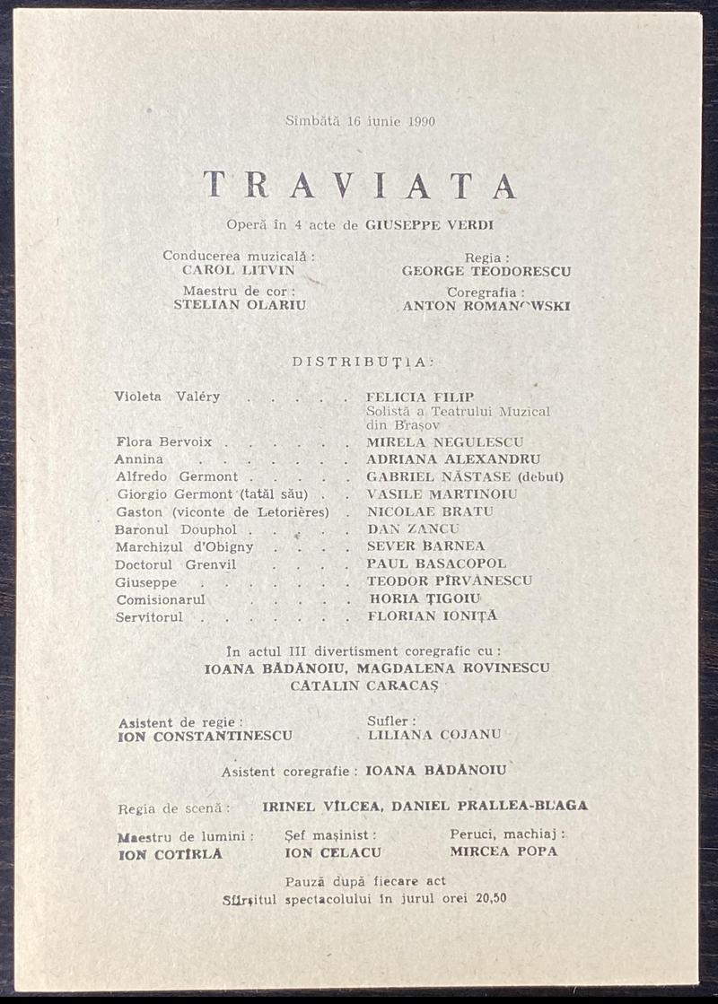 Giorgio Germont în Traviata, 16 iun. 1990