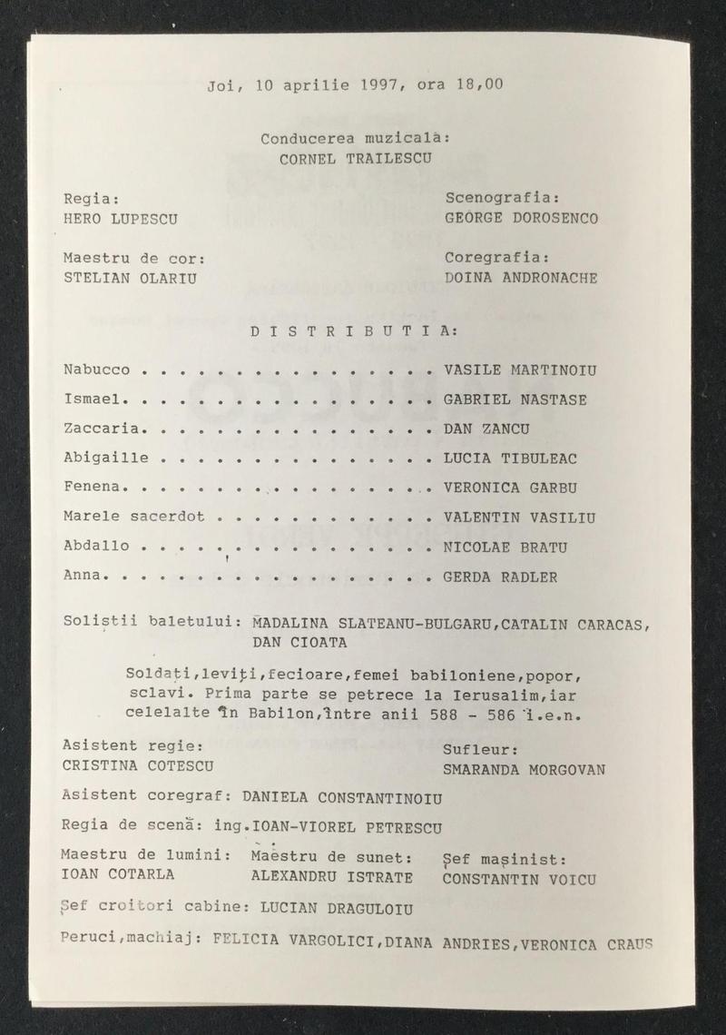 Nabucco în Nabucco, 10 apr. 1997 (imaginea 1 din 3)