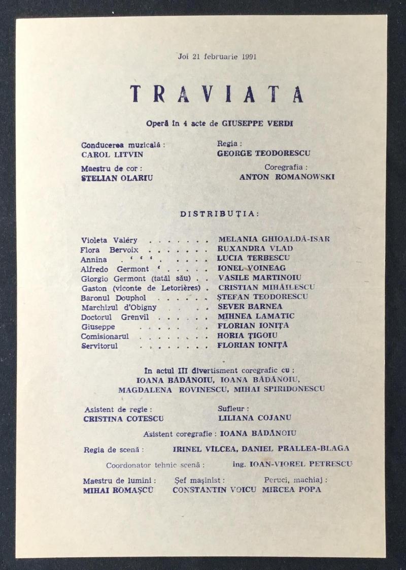 Giorgio Germont în Traviata, 21 feb. 1991