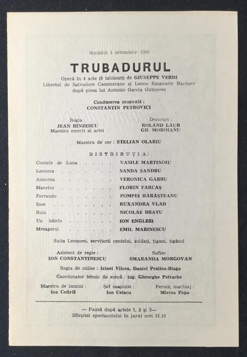 Contele de Luna în Trubadurul, 1 oct. 1988