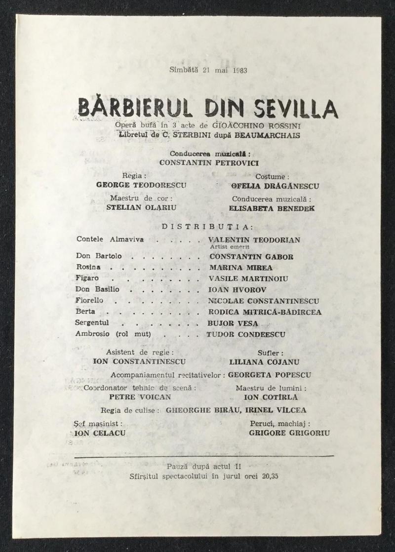 Figaro în Bărbierul din Sevilla, 21 mai 1983 (imaginea 1 din 2)