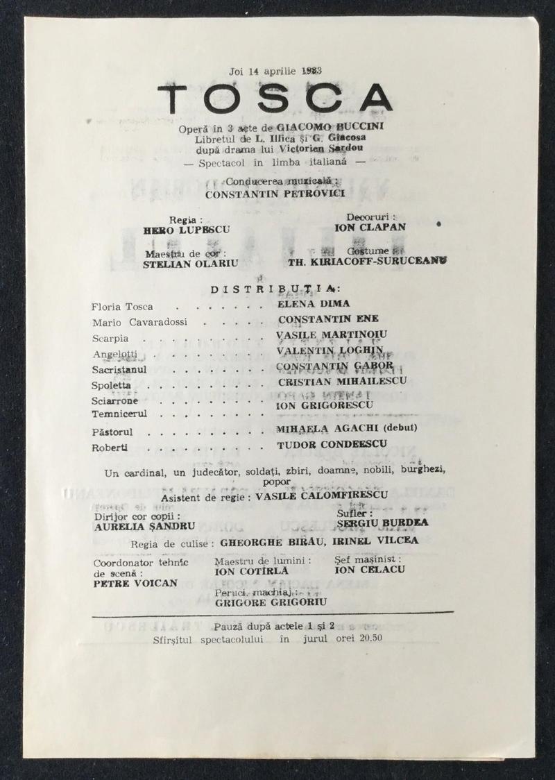 Scarpia în Tosca, 14 apr. 1983 (imaginea 1 din 2)