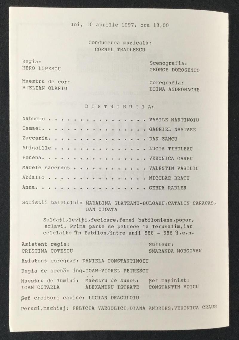 Nabucco în Nabucco, 10 apr. 1997 (imaginea 1 din 3)