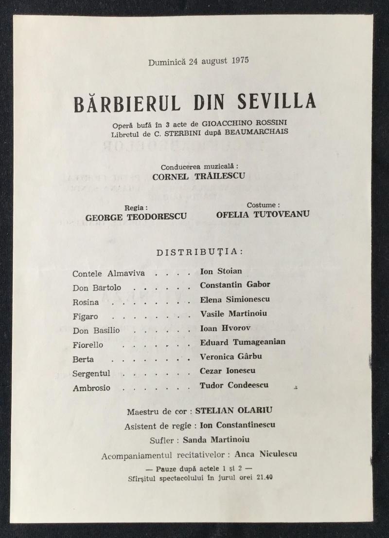 Figaro în Bărbierul din Sevilla, 24 aug. 1975